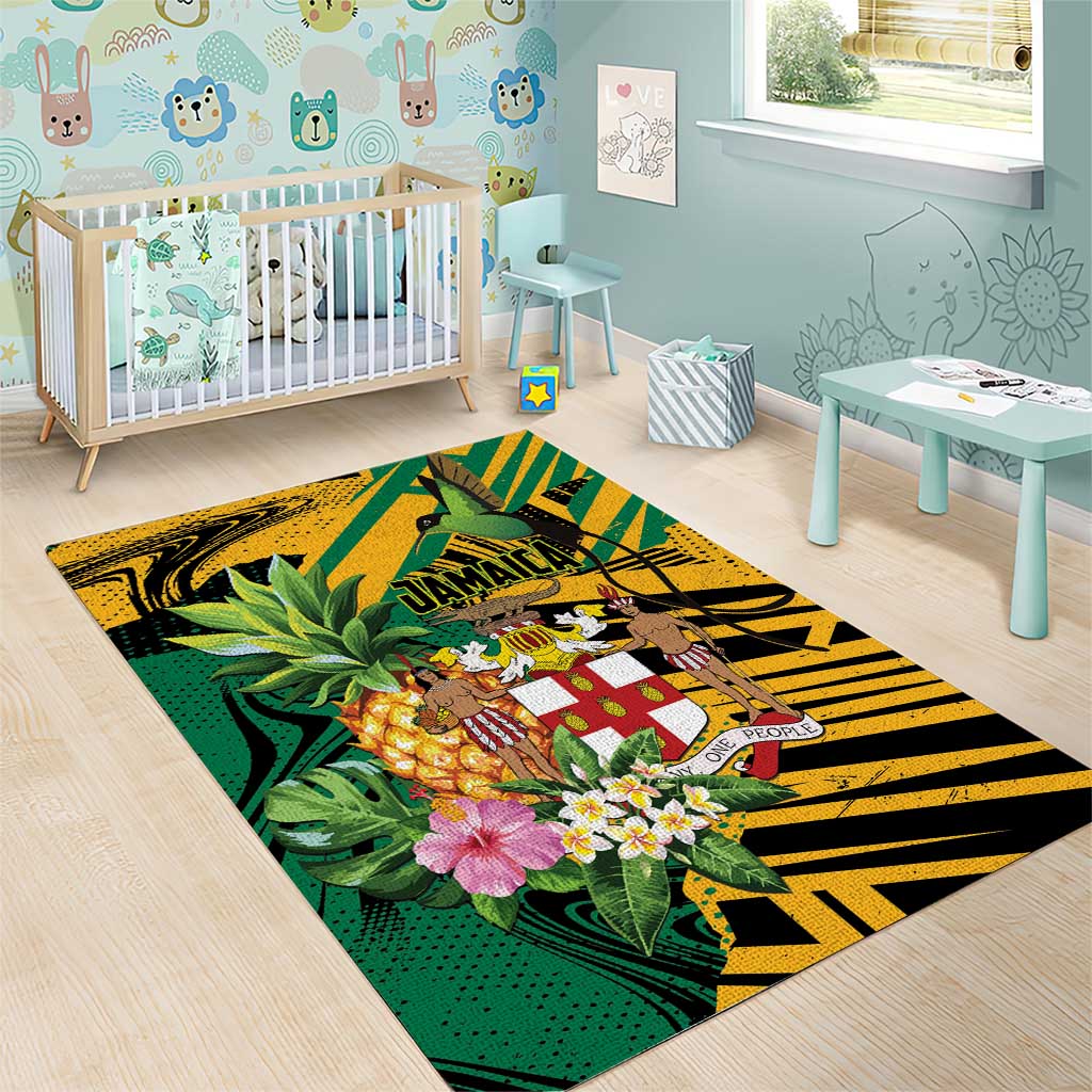 Jamaica Red-billed Streamertail Area Rug Pineapple Tropical Style - Wonder Print Shop