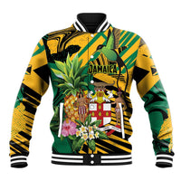 Personalized Jamaica Red-billed Streamertail Baseball Jacket Pineapple Tropical Style - Wonder Print Shop