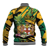 Personalized Jamaica Red-billed Streamertail Baseball Jacket Pineapple Tropical Style - Wonder Print Shop