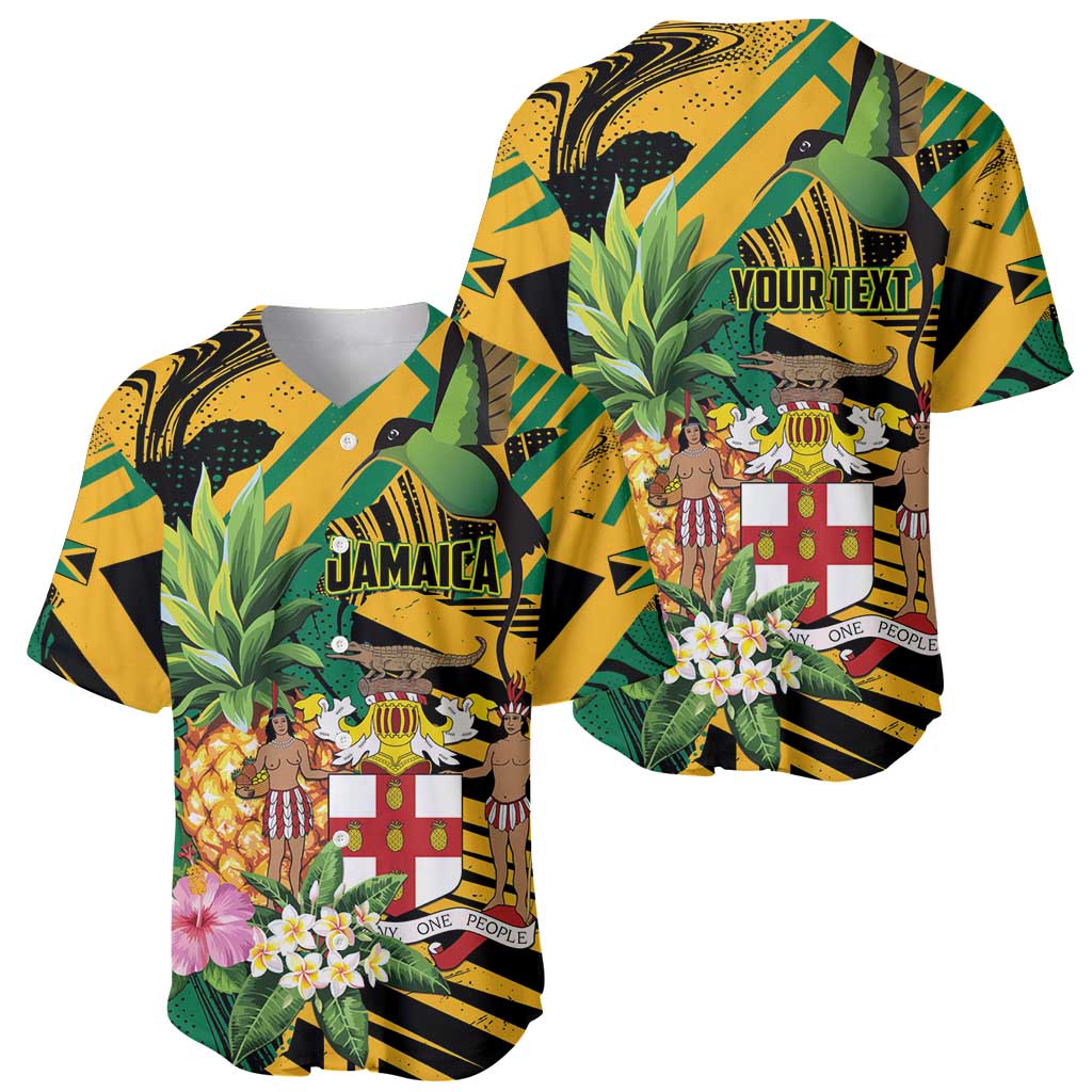 Personalized Jamaica Red-billed Streamertail Baseball Jersey Pineapple Tropical Style - Wonder Print Shop