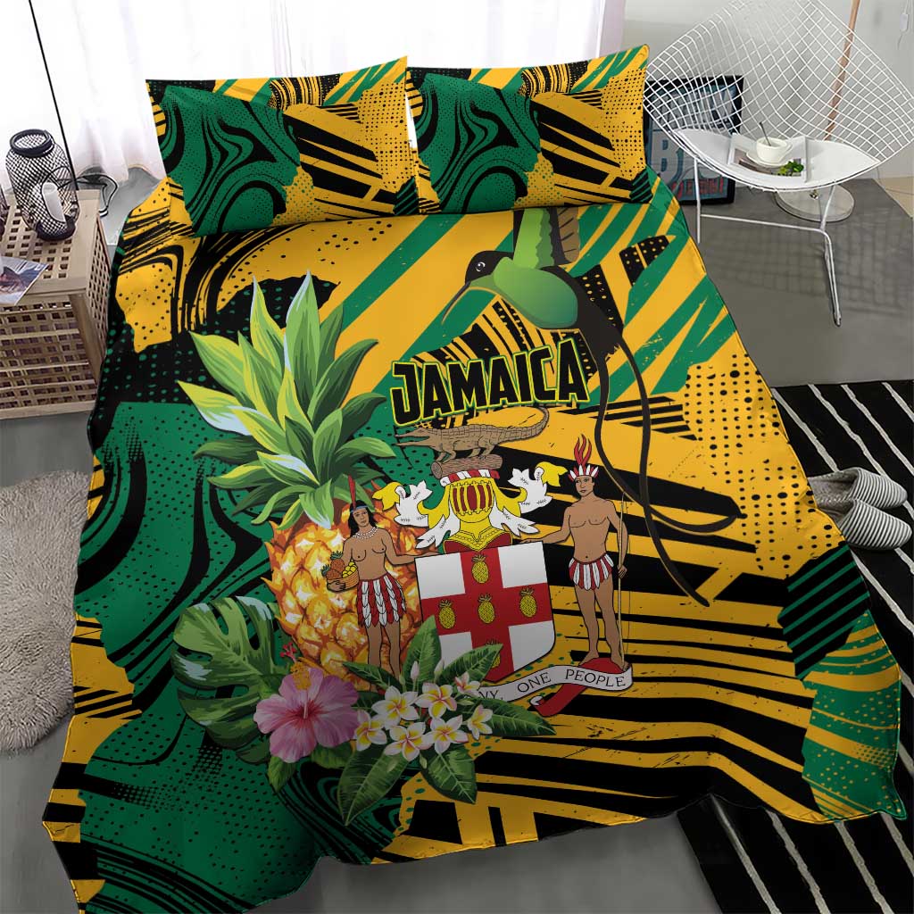 Jamaica Red-billed Streamertail Bedding Set Pineapple Tropical Style - Wonder Print Shop