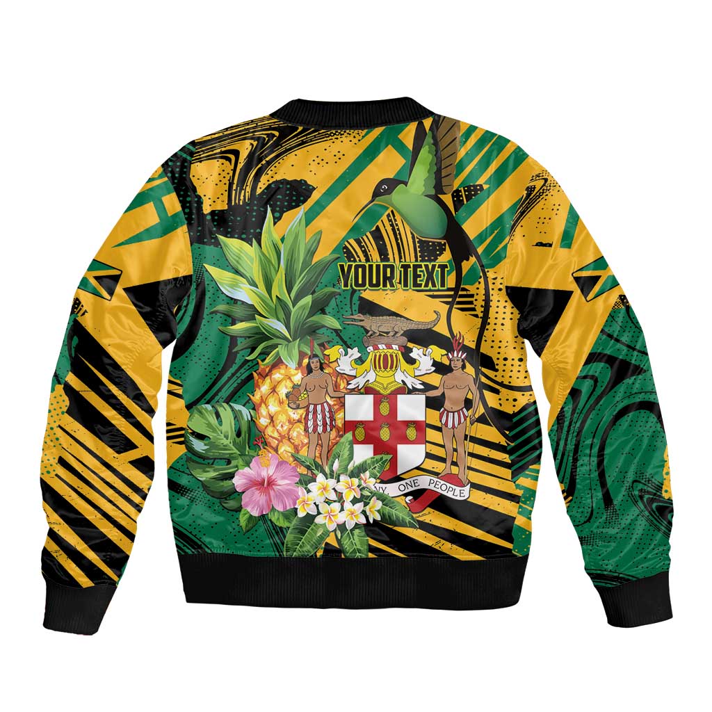 Personalized Jamaica Red-billed Streamertail Bomber Jacket Pineapple Tropical Style - Wonder Print Shop