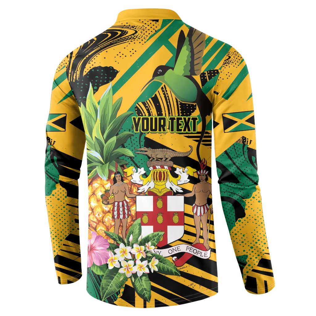 Personalized Jamaica Red-billed Streamertail Button Sweatshirt Pineapple Tropical Style - Wonder Print Shop