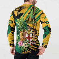 Personalized Jamaica Red-billed Streamertail Button Sweatshirt Pineapple Tropical Style - Wonder Print Shop
