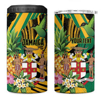 Personalized Jamaica Red-billed Streamertail 4 in 1 Can Cooler Tumbler Pineapple Tropical Style - Wonder Print Shop