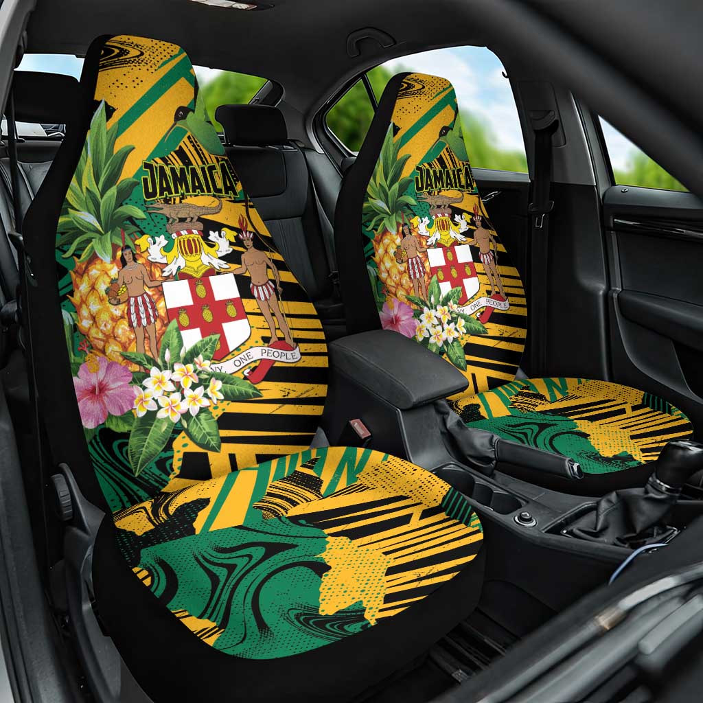 Jamaica Red-billed Streamertail Car Seat Cover Pineapple Tropical Style - Wonder Print Shop