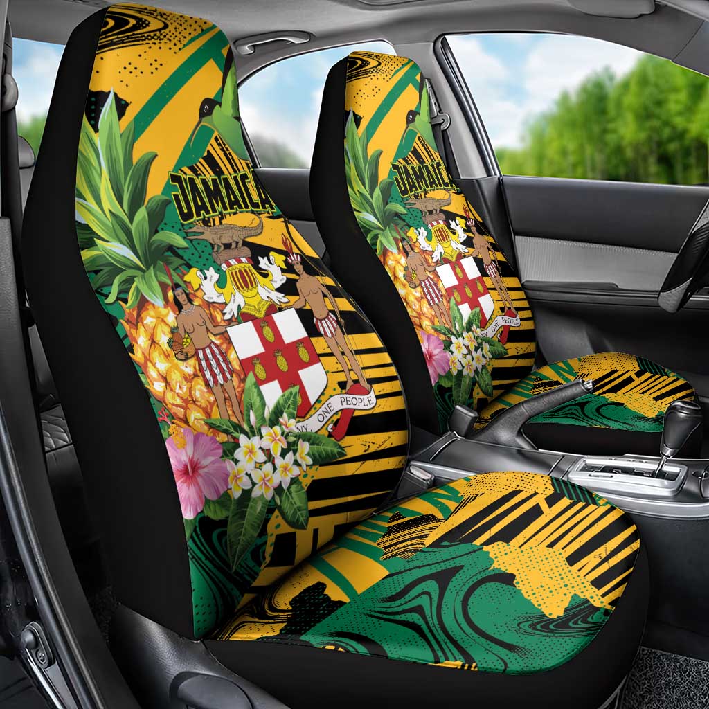 Jamaica Red-billed Streamertail Car Seat Cover Pineapple Tropical Style - Wonder Print Shop