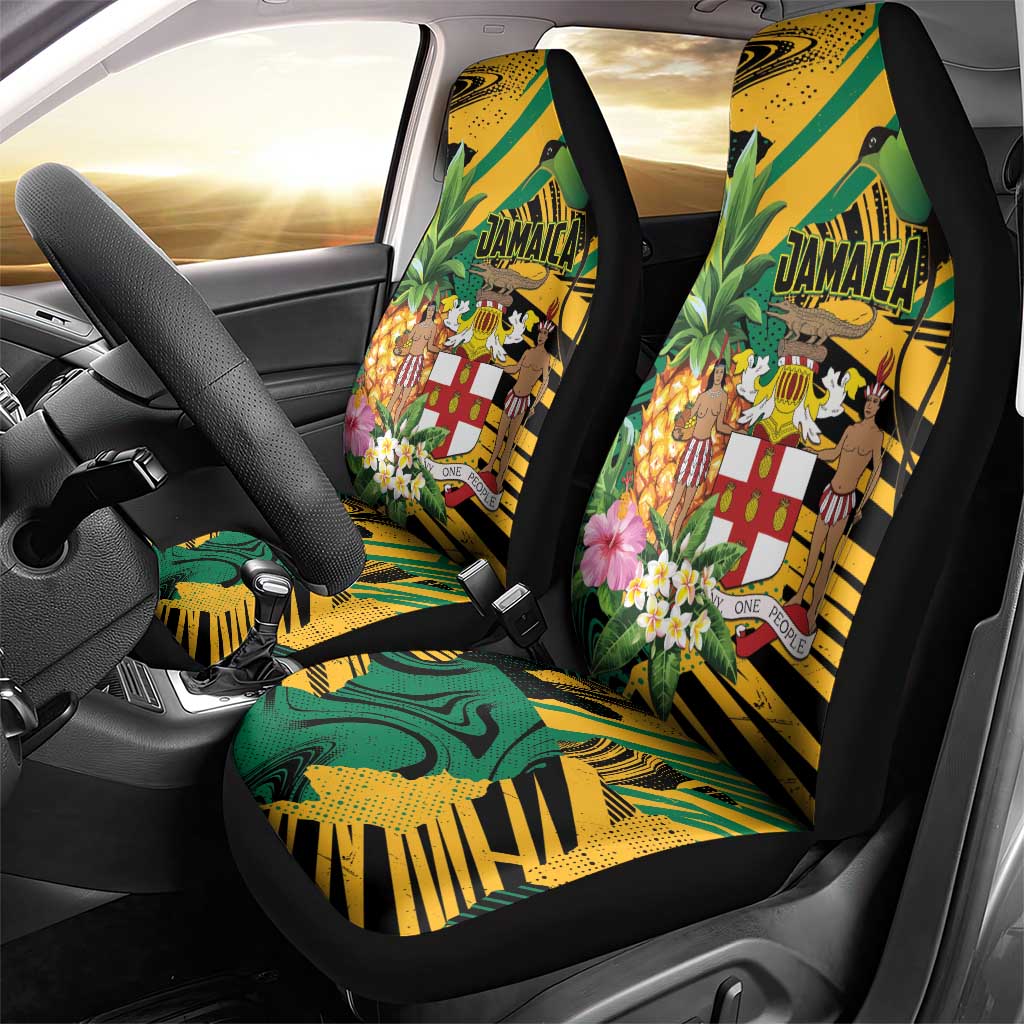 Jamaica Red-billed Streamertail Car Seat Cover Pineapple Tropical Style - Wonder Print Shop
