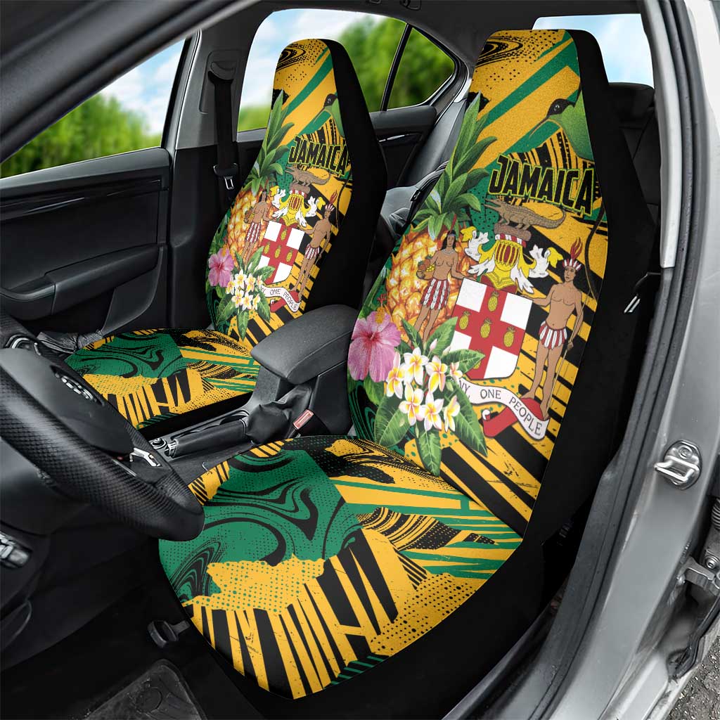 Jamaica Red-billed Streamertail Car Seat Cover Pineapple Tropical Style - Wonder Print Shop