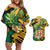 Personalized Jamaica Red-billed Streamertail Couples Matching Off Shoulder Short Dress and Hawaiian Shirt Pineapple Tropical Style - Wonder Print Shop