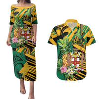 Personalized Jamaica Red-billed Streamertail Couples Matching Puletasi and Hawaiian Shirt Pineapple Tropical Style - Wonder Print Shop