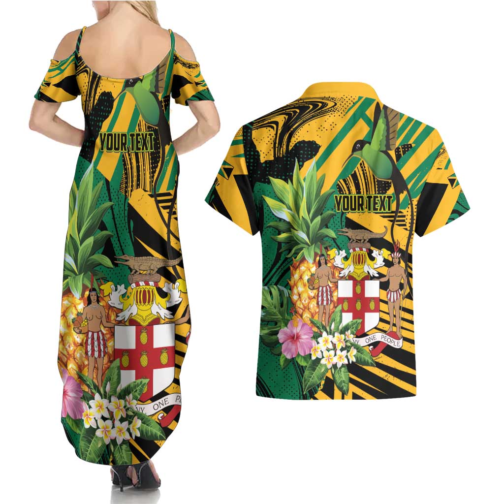 Personalized Jamaica Red-billed Streamertail Couples Matching Summer Maxi Dress and Hawaiian Shirt Pineapple Tropical Style - Wonder Print Shop