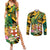 Personalized Jamaica Red-billed Streamertail Couples Matching Summer Maxi Dress and Long Sleeve Button Shirt Pineapple Tropical Style - Wonder Print Shop