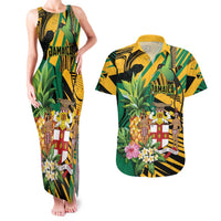 Personalized Jamaica Red-billed Streamertail Couples Matching Tank Maxi Dress and Hawaiian Shirt Pineapple Tropical Style - Wonder Print Shop