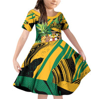 Personalized Jamaica Red-billed Streamertail Family Matching Off Shoulder Short Dress and Hawaiian Shirt Pineapple Tropical Style - Wonder Print Shop