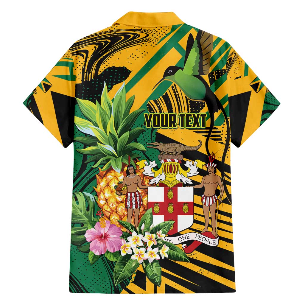 Personalized Jamaica Red-billed Streamertail Family Matching Off Shoulder Short Dress and Hawaiian Shirt Pineapple Tropical Style - Wonder Print Shop