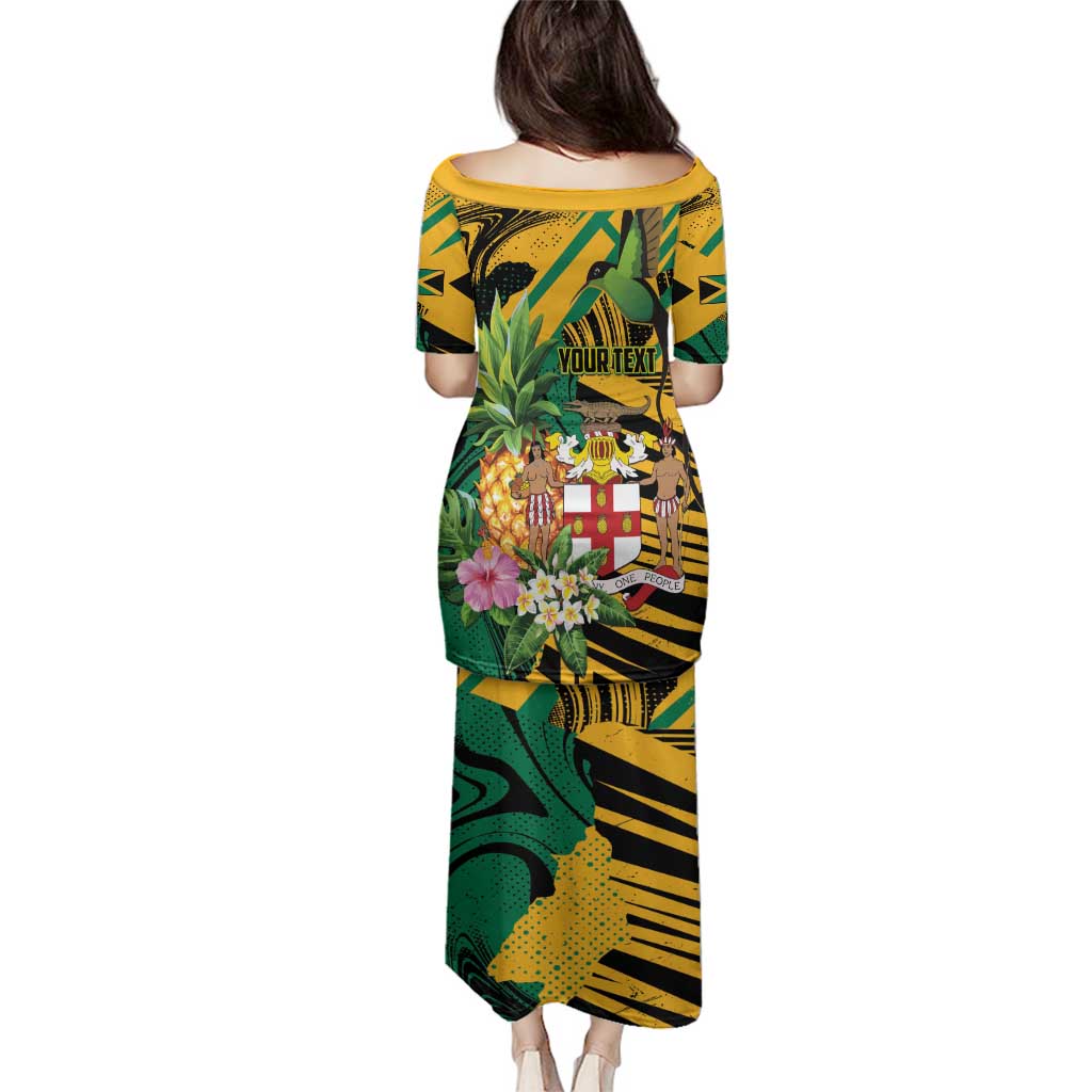 Personalized Jamaica Red-billed Streamertail Family Matching Puletasi and Hawaiian Shirt Pineapple Tropical Style - Wonder Print Shop