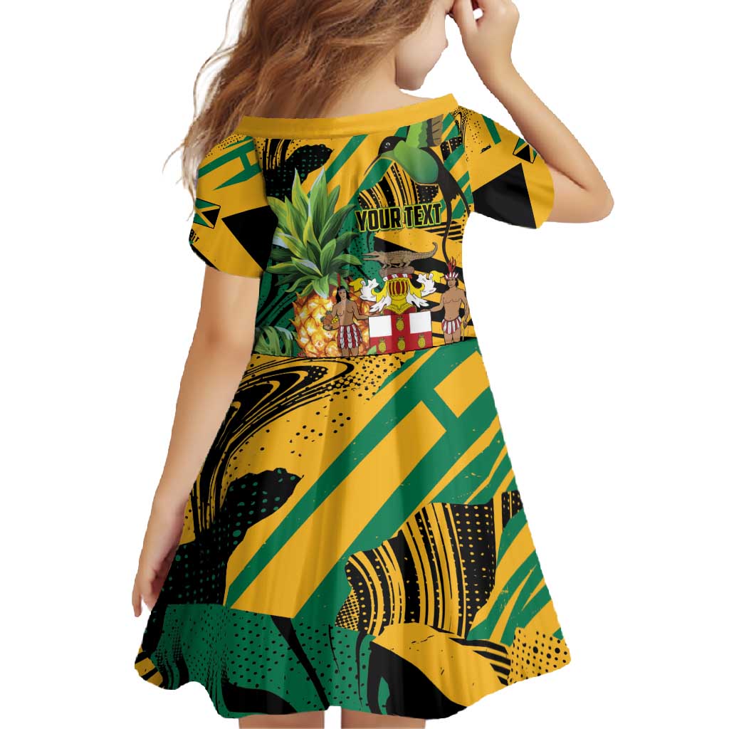 Personalized Jamaica Red-billed Streamertail Family Matching Short Sleeve Bodycon Dress and Hawaiian Shirt Pineapple Tropical Style - Wonder Print Shop