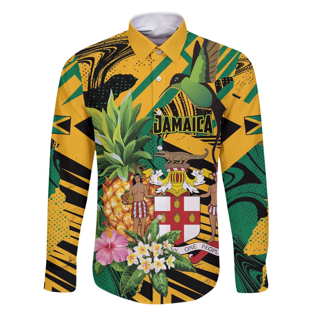 Personalized Jamaica Red-billed Streamertail Family Matching Short Sleeve Bodycon Dress and Hawaiian Shirt Pineapple Tropical Style - Wonder Print Shop