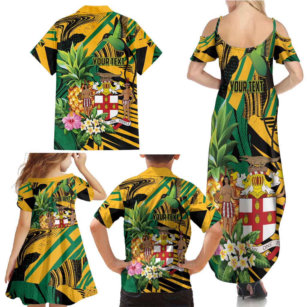 Personalized Jamaica Red-billed Streamertail Family Matching Summer Maxi Dress and Hawaiian Shirt Pineapple Tropical Style - Wonder Print Shop