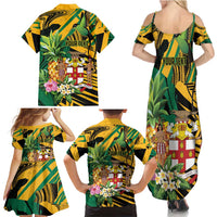 Personalized Jamaica Red-billed Streamertail Family Matching Summer Maxi Dress and Hawaiian Shirt Pineapple Tropical Style - Wonder Print Shop