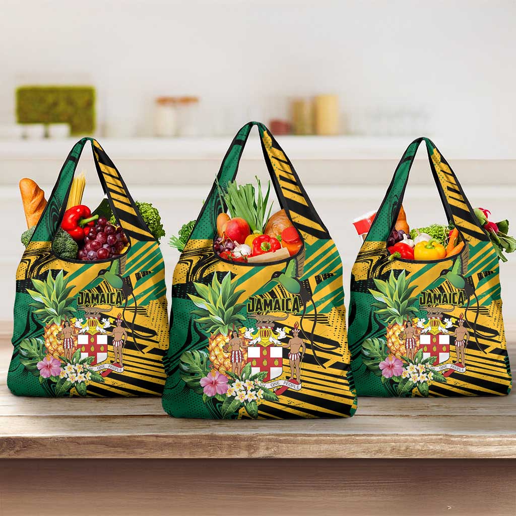 Jamaica Red-billed Streamertail Grocery Bag Pineapple Tropical Style - Wonder Print Shop