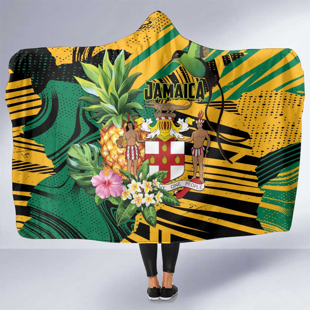 Jamaica Red-billed Streamertail Hooded Blanket Pineapple Tropical Style - Wonder Print Shop