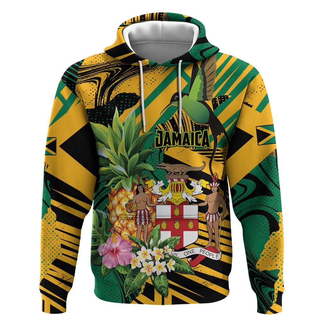 Personalized Jamaica Red-billed Streamertail Hoodie Pineapple Tropical Style - Wonder Print Shop