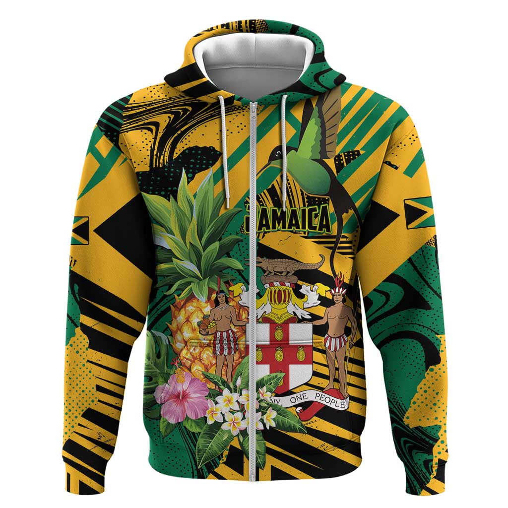 Personalized Jamaica Red-billed Streamertail Hoodie Pineapple Tropical Style - Wonder Print Shop