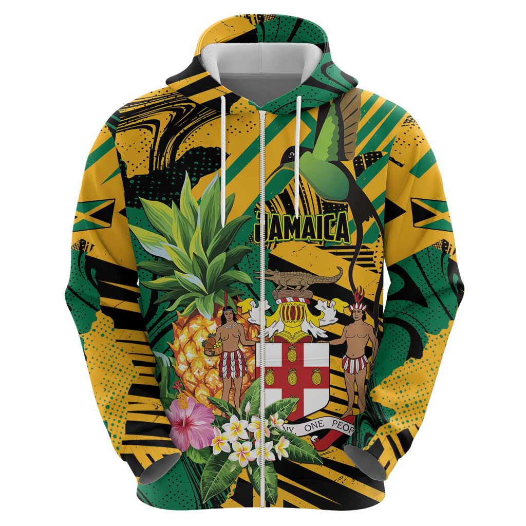 Personalized Jamaica Red-billed Streamertail Hoodie Pineapple Tropical Style - Wonder Print Shop