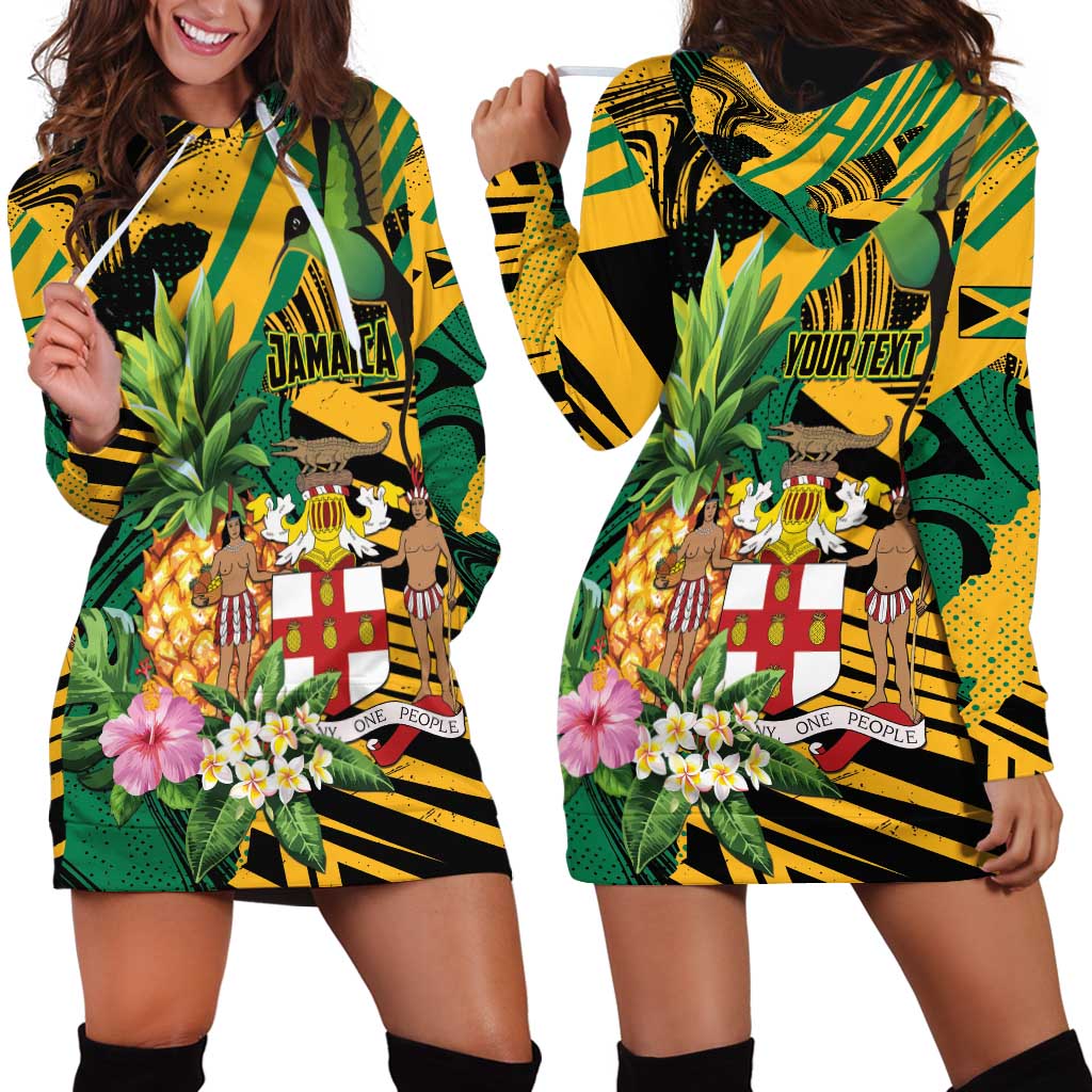 Personalized Jamaica Red-billed Streamertail Hoodie Dress Pineapple Tropical Style - Wonder Print Shop