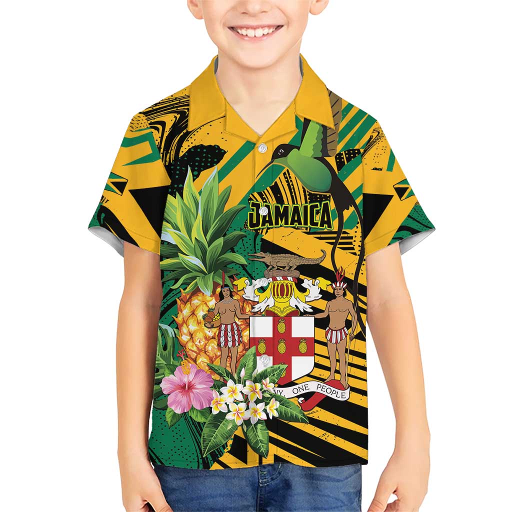 Personalized Jamaica Red-billed Streamertail Kid Hawaiian Shirt Pineapple Tropical Style - Wonder Print Shop