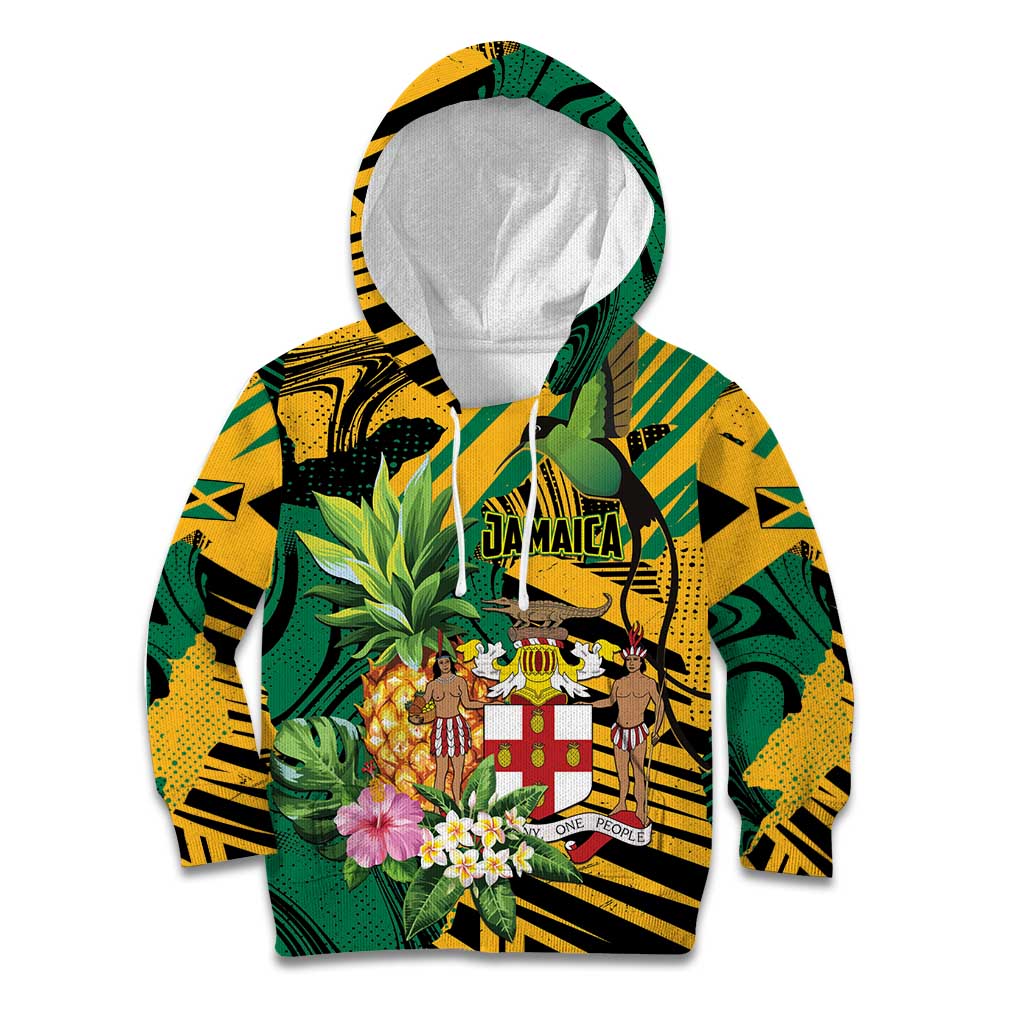Personalized Jamaica Red-billed Streamertail Kid Hoodie Pineapple Tropical Style - Wonder Print Shop