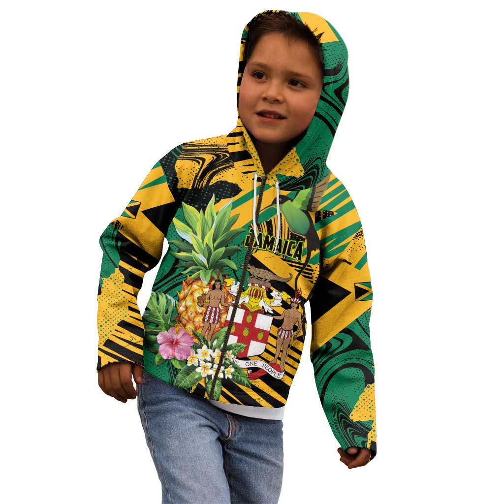 Personalized Jamaica Red-billed Streamertail Kid Hoodie Pineapple Tropical Style - Wonder Print Shop