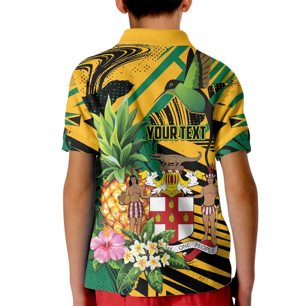 Personalized Jamaica Red-billed Streamertail Kid Polo Shirt Pineapple Tropical Style - Wonder Print Shop