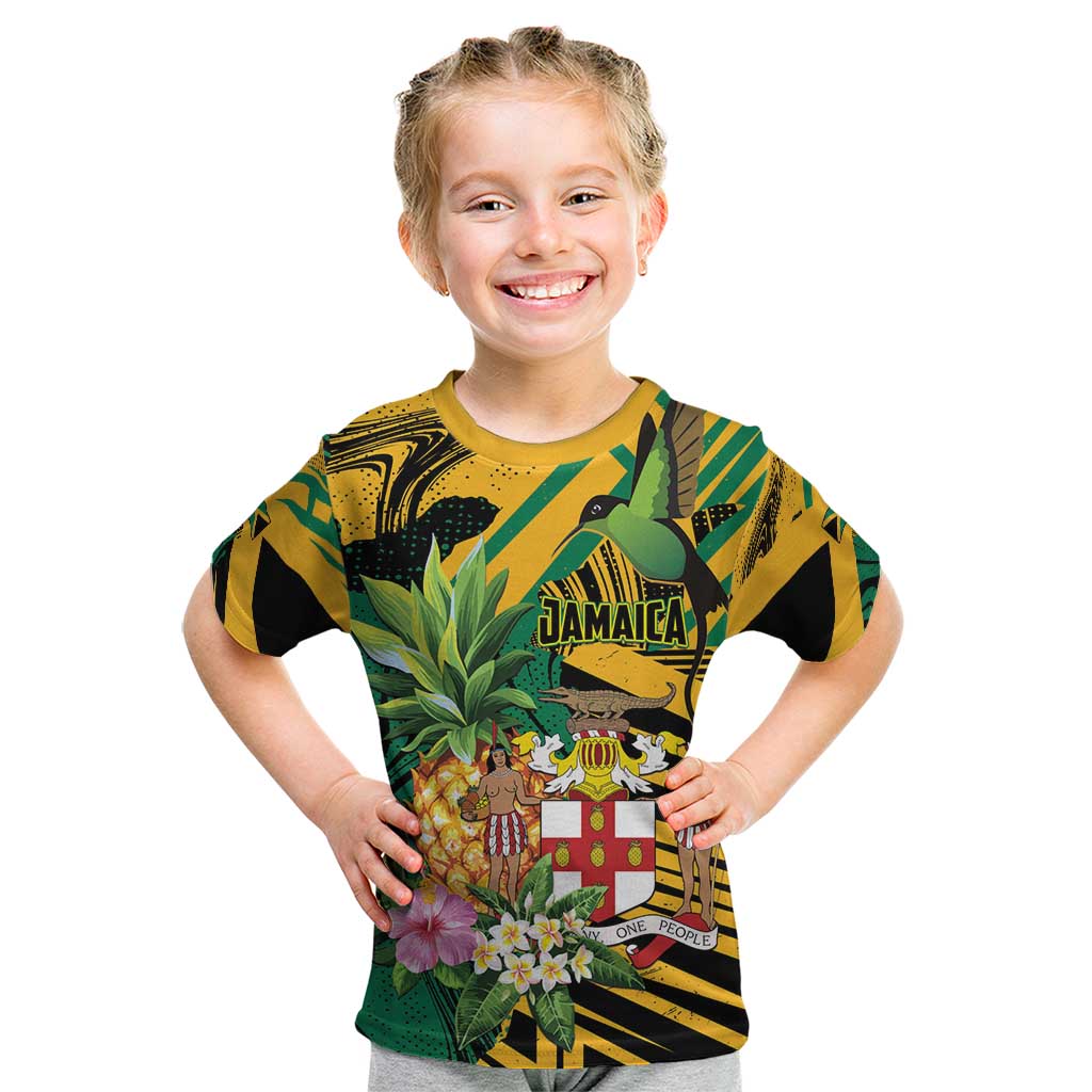 Personalized Jamaica Red-billed Streamertail Kid T Shirt Pineapple Tropical Style - Wonder Print Shop