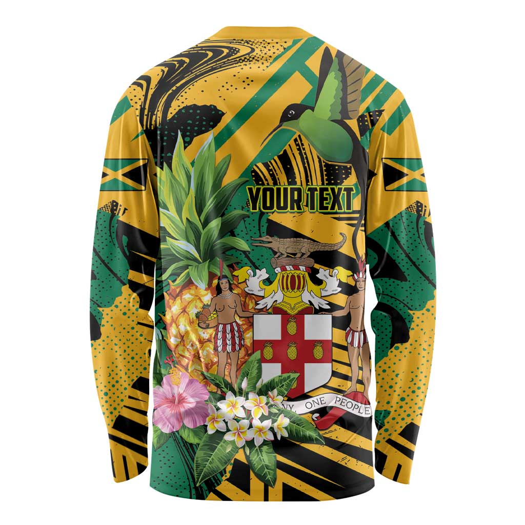 Personalized Jamaica Red-billed Streamertail Long Sleeve Shirt Pineapple Tropical Style - Wonder Print Shop