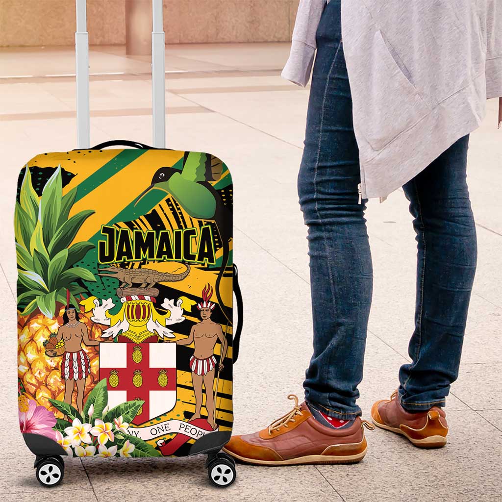 Jamaica Red-billed Streamertail Luggage Cover Pineapple Tropical Style - Wonder Print Shop