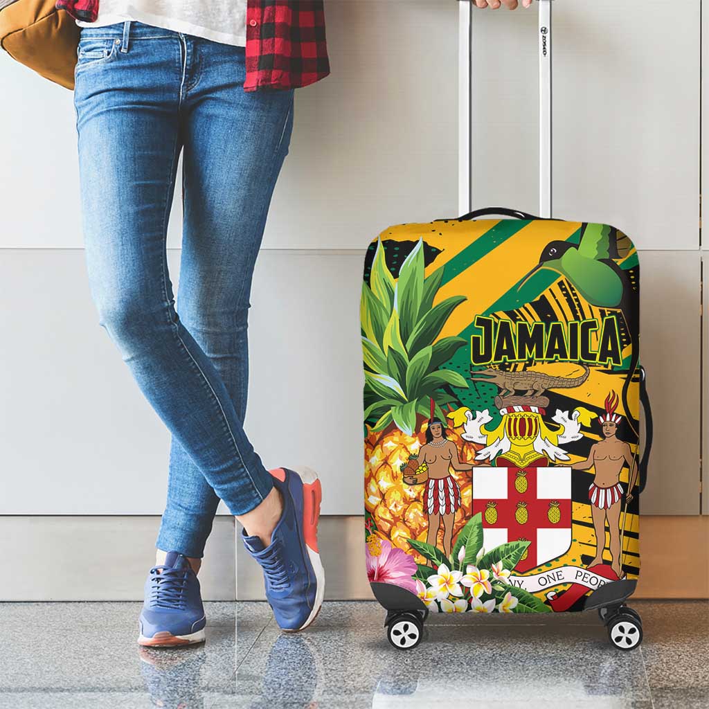 Jamaica Red-billed Streamertail Luggage Cover Pineapple Tropical Style - Wonder Print Shop