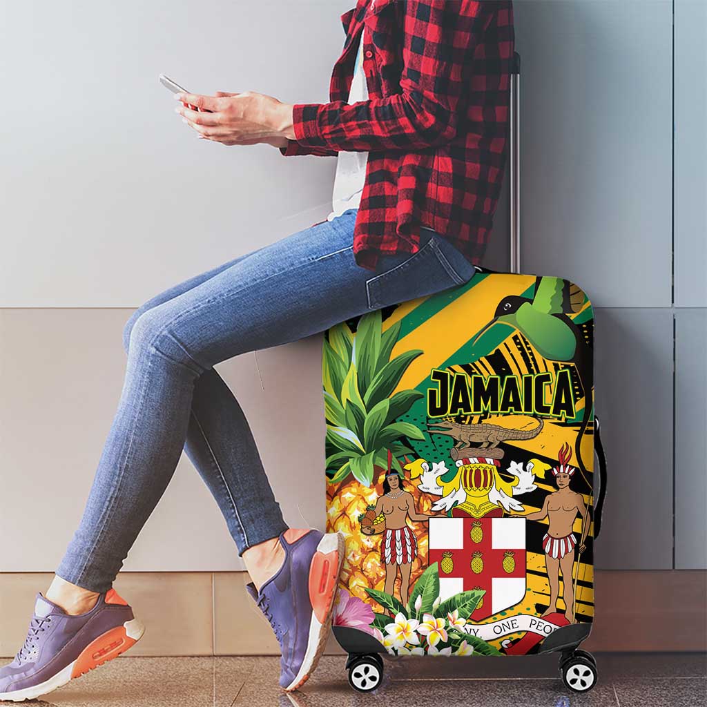 Jamaica Red-billed Streamertail Luggage Cover Pineapple Tropical Style - Wonder Print Shop