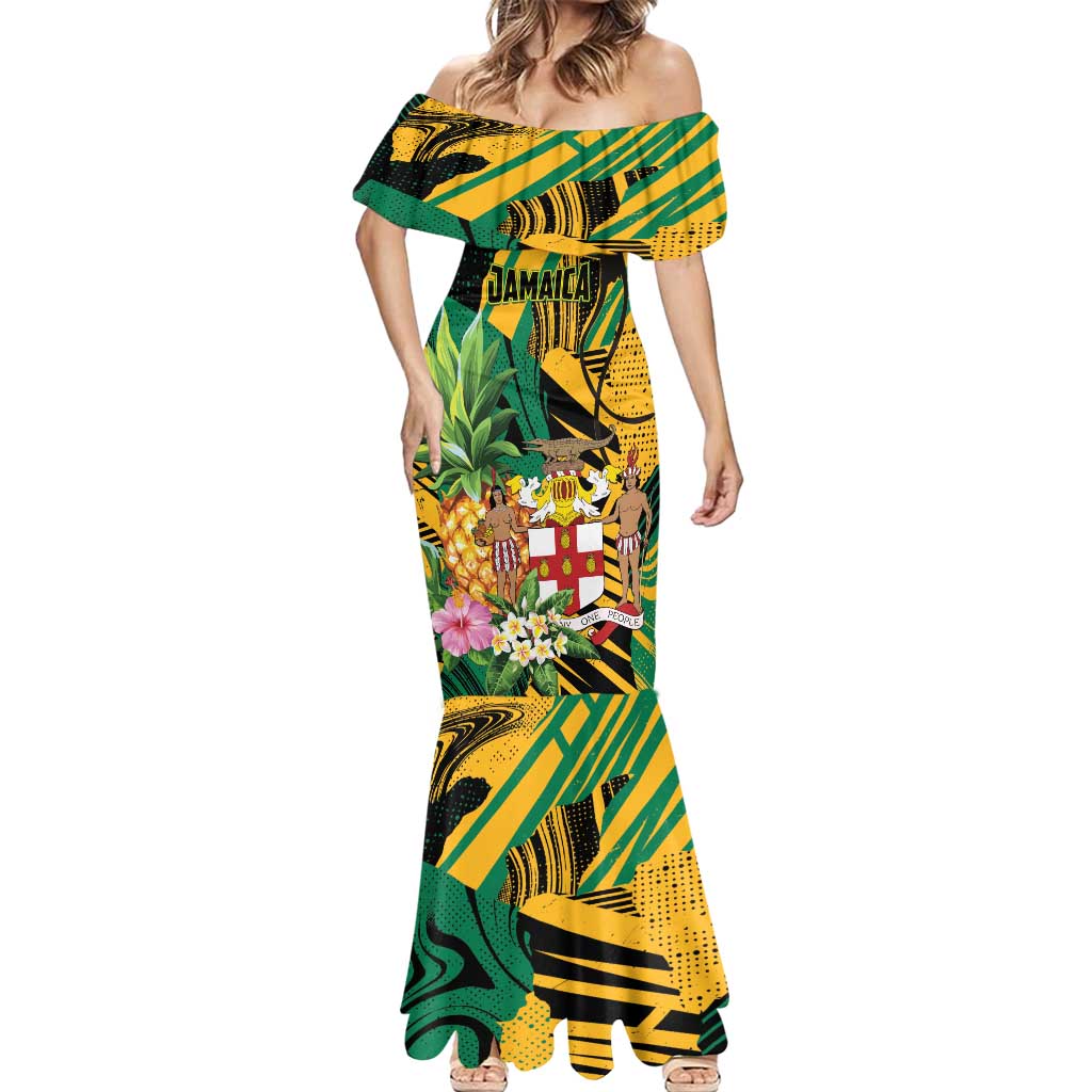 Personalized Jamaica Red-billed Streamertail Mermaid Dress Pineapple Tropical Style - Wonder Print Shop