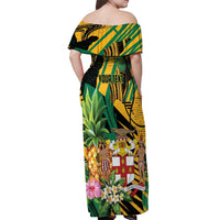 Personalized Jamaica Red-billed Streamertail Off Shoulder Maxi Dress Pineapple Tropical Style - Wonder Print Shop