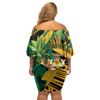 Personalized Jamaica Red-billed Streamertail Off Shoulder Short Dress Pineapple Tropical Style - Wonder Print Shop
