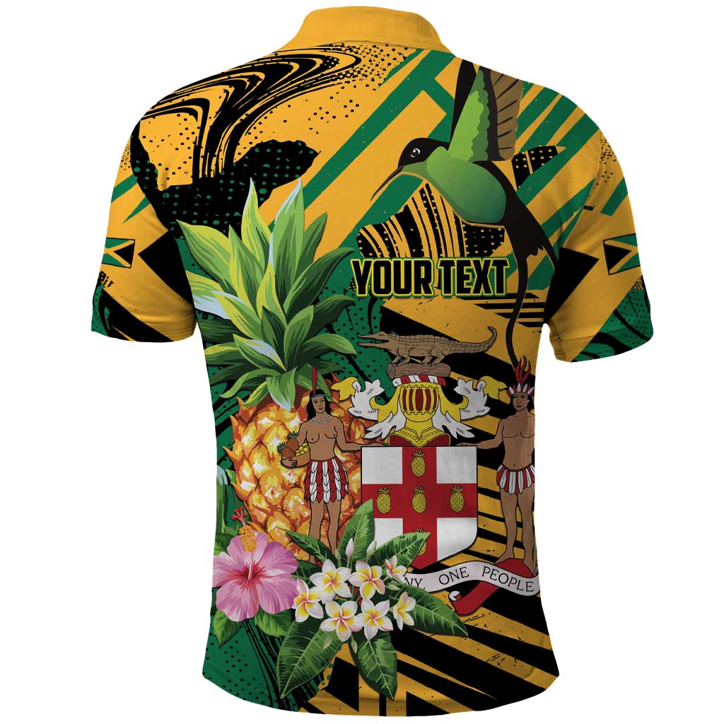 Personalized Jamaica Red-billed Streamertail Polo Shirt Pineapple Tropical Style - Wonder Print Shop