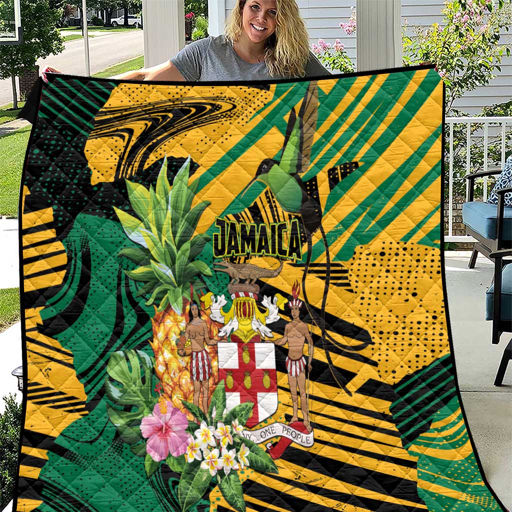 Jamaica Red-billed Streamertail Quilt Pineapple Tropical Style - Wonder Print Shop