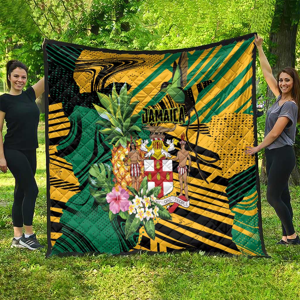 Jamaica Red-billed Streamertail Quilt Pineapple Tropical Style - Wonder Print Shop