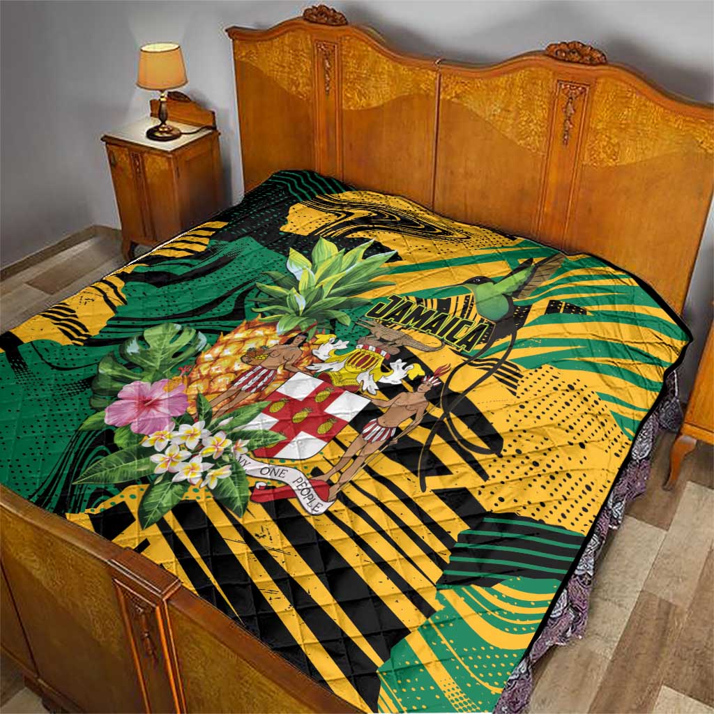 Jamaica Red-billed Streamertail Quilt Pineapple Tropical Style - Wonder Print Shop