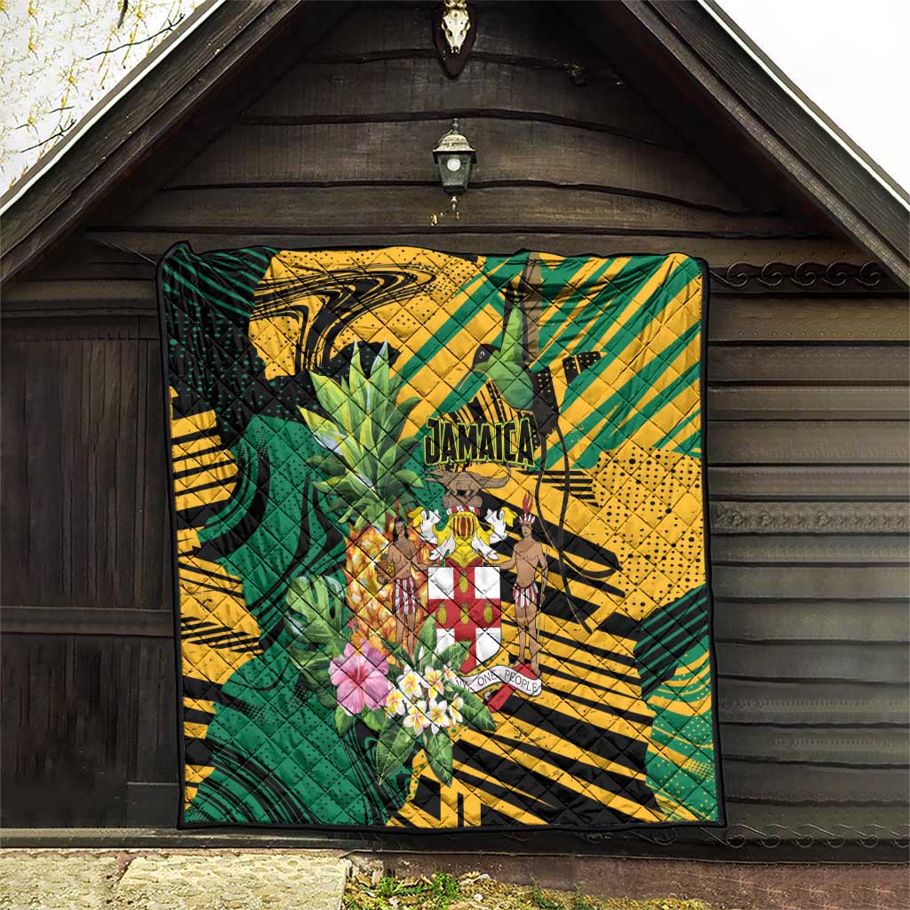 Jamaica Red-billed Streamertail Quilt Pineapple Tropical Style - Wonder Print Shop