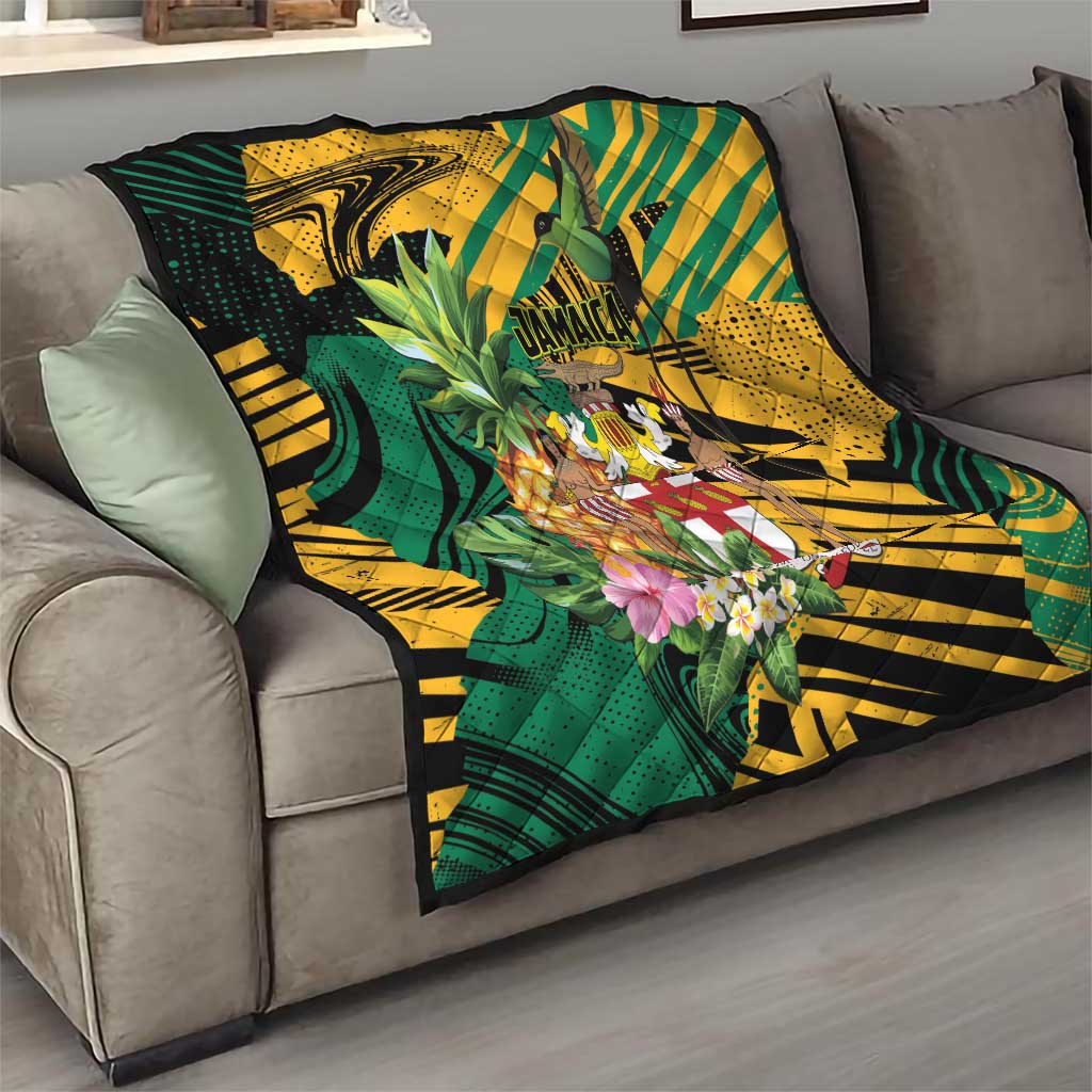 Jamaica Red-billed Streamertail Quilt Pineapple Tropical Style - Wonder Print Shop