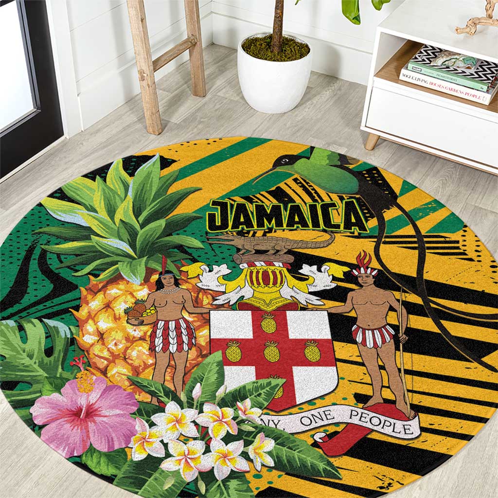 Jamaica Red-billed Streamertail Round Carpet Pineapple Tropical Style - Wonder Print Shop